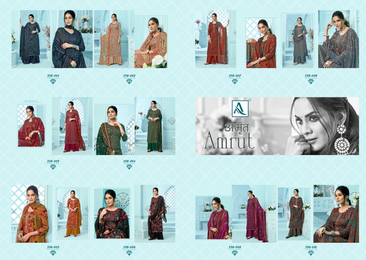 Alok Amrut Fancy Casual Wear Pure jam Cotton Digital Style Print with Embroidery and Swarovski Diamond Cotton Designer Dress Material Collection
